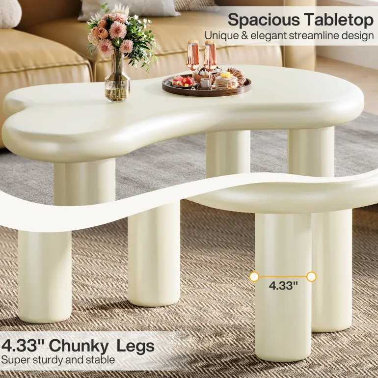 Best Sale Tribesigns 45" Coffee Table, Modern Irregular Center Table Tea Table