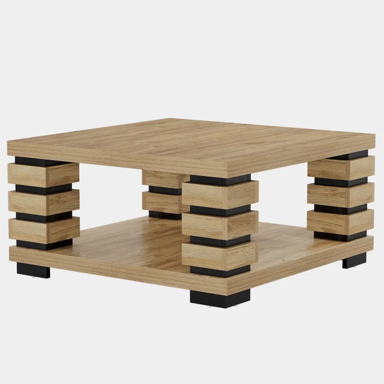 Shop Tribesigns 39" Coffee Table, Square 2 - Tier Center Table Tea Table with Storage Shelf