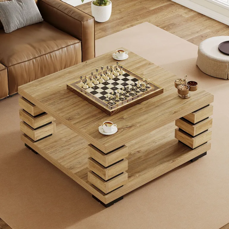 Shop Tribesigns 39" Coffee Table, Square 2 - Tier Center Table Tea Table with Storage Shelf