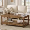 New Tribesigns 47" Coffee Table, Wood Center Table Cocktail Tea Table with Storage Shelf