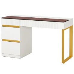 Clearance Tribesigns 47.24" Computer Desk, 4-Drawer Writing Desk with Glass Top