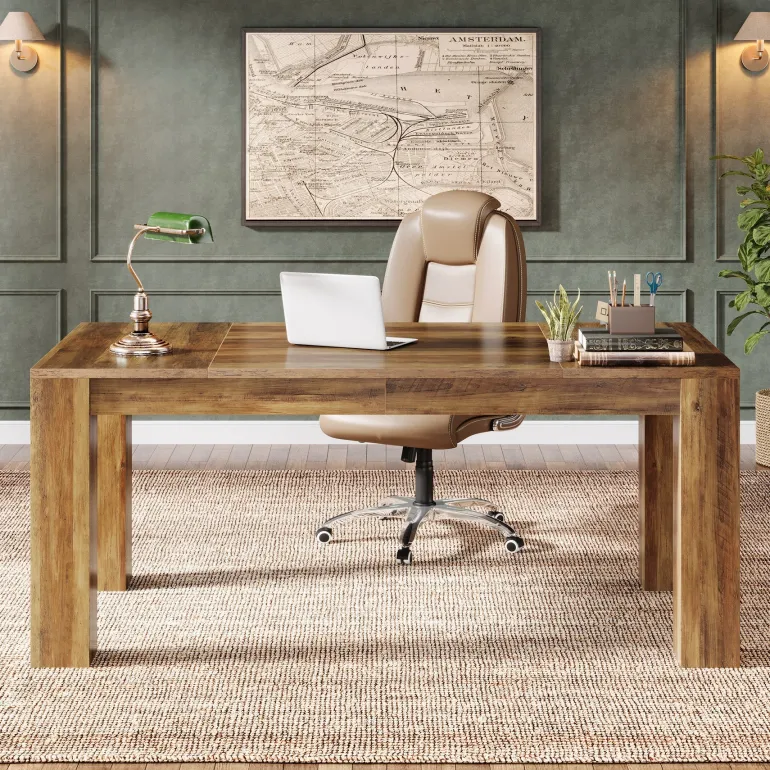 Hot Tribesigns 63" Computer Desk, Executive Desk Office Writing Table Workstation