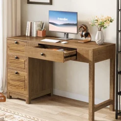 Shop Tribesigns 55" Computer Desk, Home Office Desk Writing Table with 4 File Storage Drawers