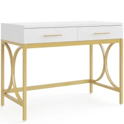 Sale Tribesigns 41" Computer Desk, Modern Home Office Writing Desk with 2 Drawers