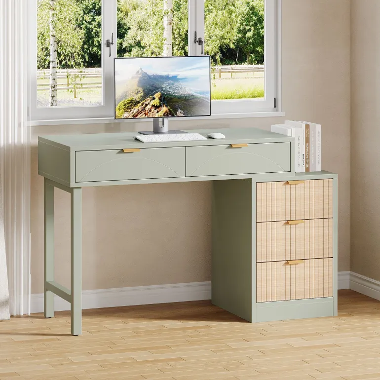 New Tribesigns 55" Computer Desk, Modern Home Office Desk Study Desk