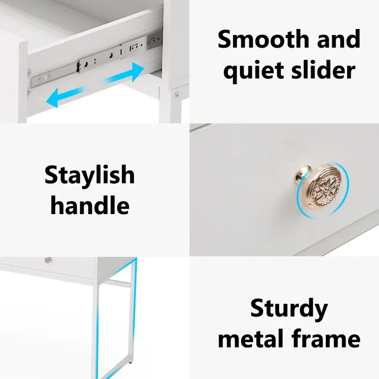 Discount Tribesigns 47" Computer Desk, Modern Writing Desk with 2 Drawers