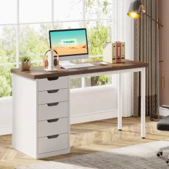 Shop Tribesigns 47" Computer Desk with 5 Drawers, Modern Study Table Writing Desk