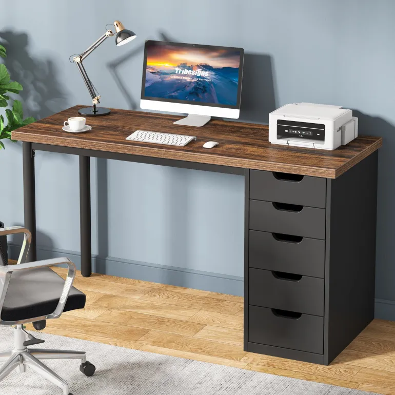 Shop Tribesigns 47" Computer Desk with 5 Drawers, Modern Study Table Writing Desk