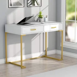 Sale Tribesigns 39" Computer Desk with Drawers, Modern Writing Desk Study Desk