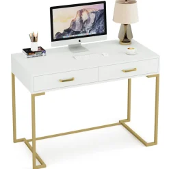 Sale Tribesigns 39" Computer Desk with Drawers, Modern Writing Desk Study Desk