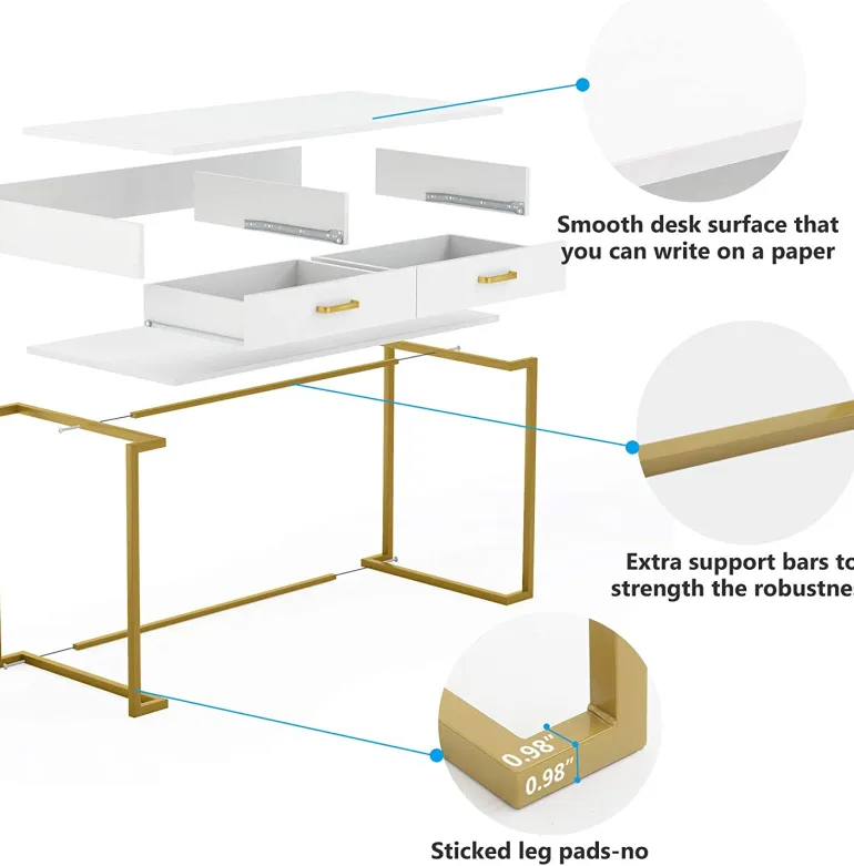 Sale Tribesigns 39" Computer Desk with Drawers, Modern Writing Desk Study Desk