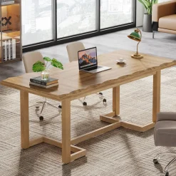 New Tribesigns 63" Computer Desk, Wood Executive Desk Study Writing Table