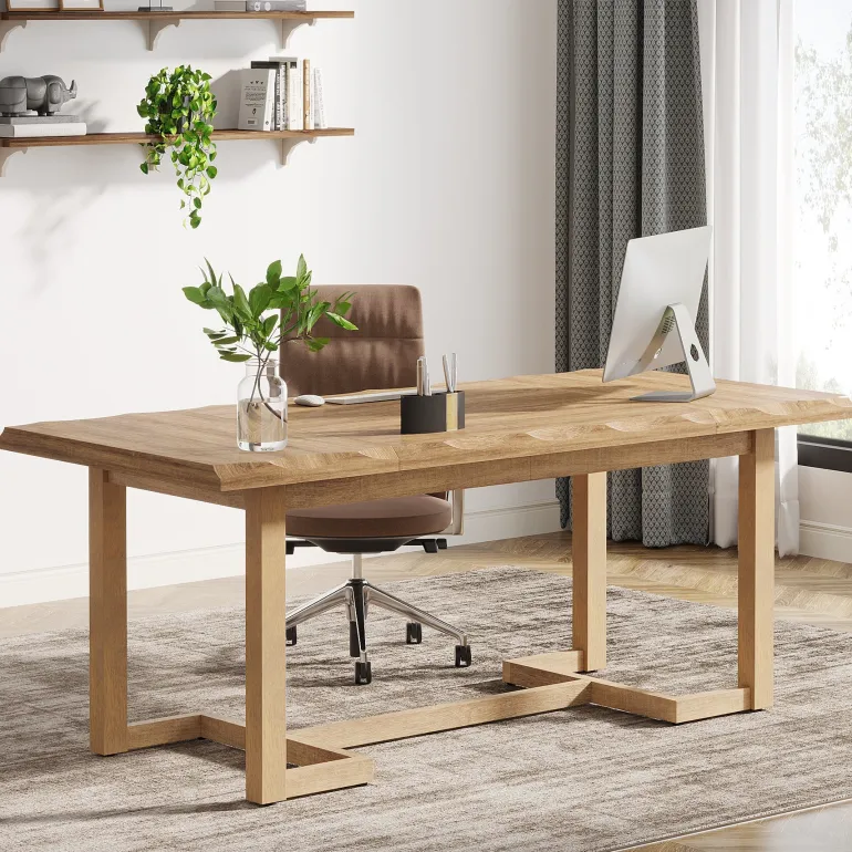 New Tribesigns 63" Computer Desk, Wood Executive Desk Study Writing Table