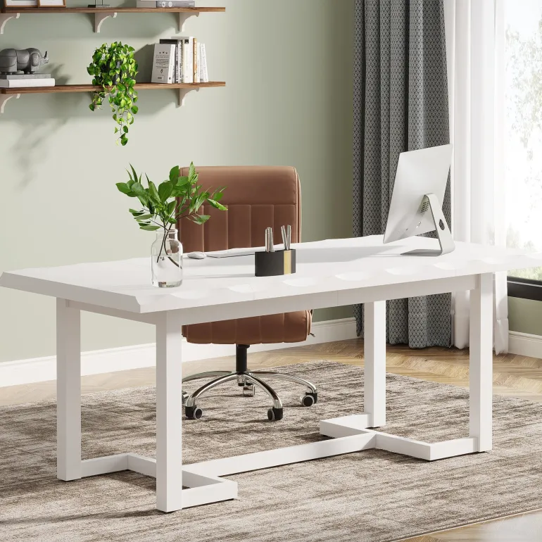 New Tribesigns 63" Computer Desk, Wood Executive Desk Study Writing Table