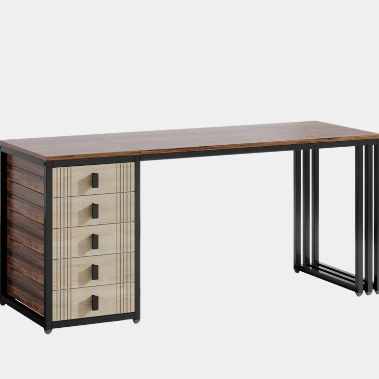 Cheap Tribesigns 55" Computer Desk, Wood Office Desk with Reversible Drawer