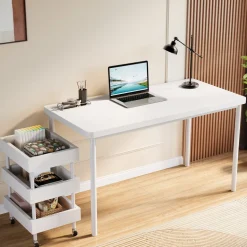 Sale Tribesigns 47" Computer Desk, Wood Study Table with 3 Tier Storage Cart