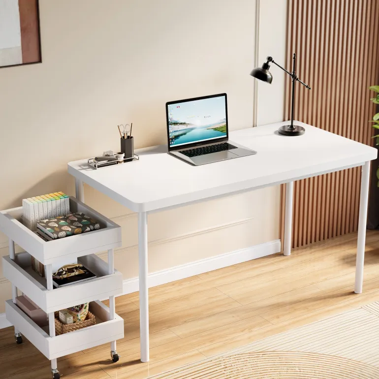 Sale Tribesigns 47" Computer Desk, Wood Study Table with 3 Tier Storage Cart