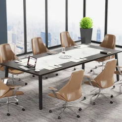 New Tribesigns 79" Conference Table, Rectangular Executive Desk with Metal Frame