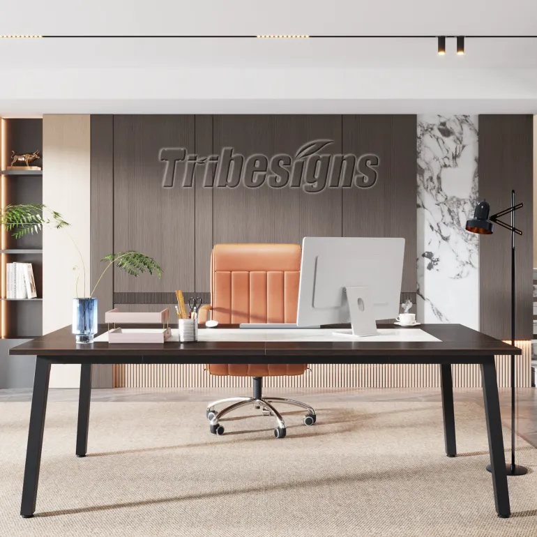 New Tribesigns 79" Conference Table, Rectangular Executive Desk with Metal Frame