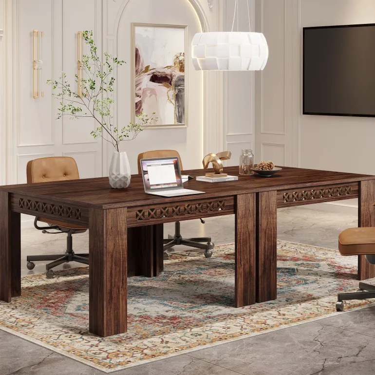 Sale Tribesigns 43" Conference Table, Wood Square Meeting Desk with Heavy Legs