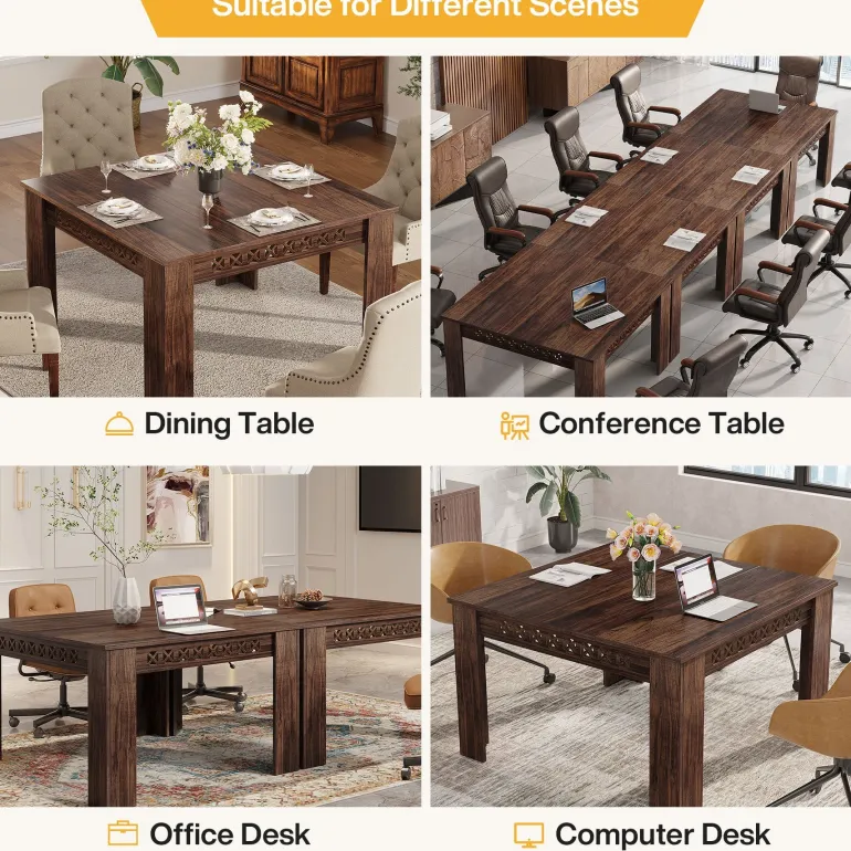 Sale Tribesigns 43" Conference Table, Wood Square Meeting Desk with Heavy Legs