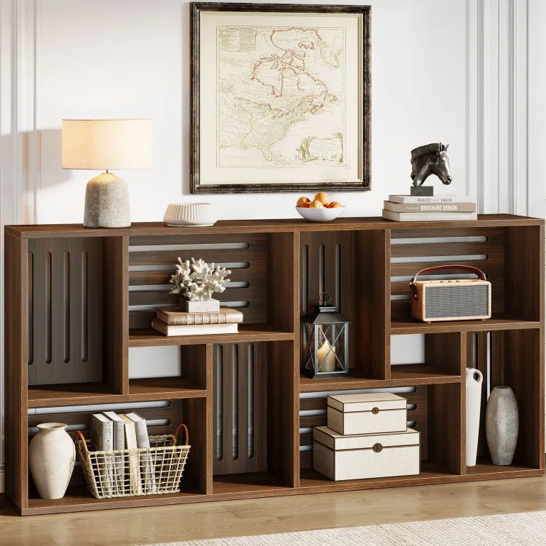 Outlet Tribesigns 70.9" Console Table, 3 - Tier Entryway Table Sofa Table with Storage Shelves