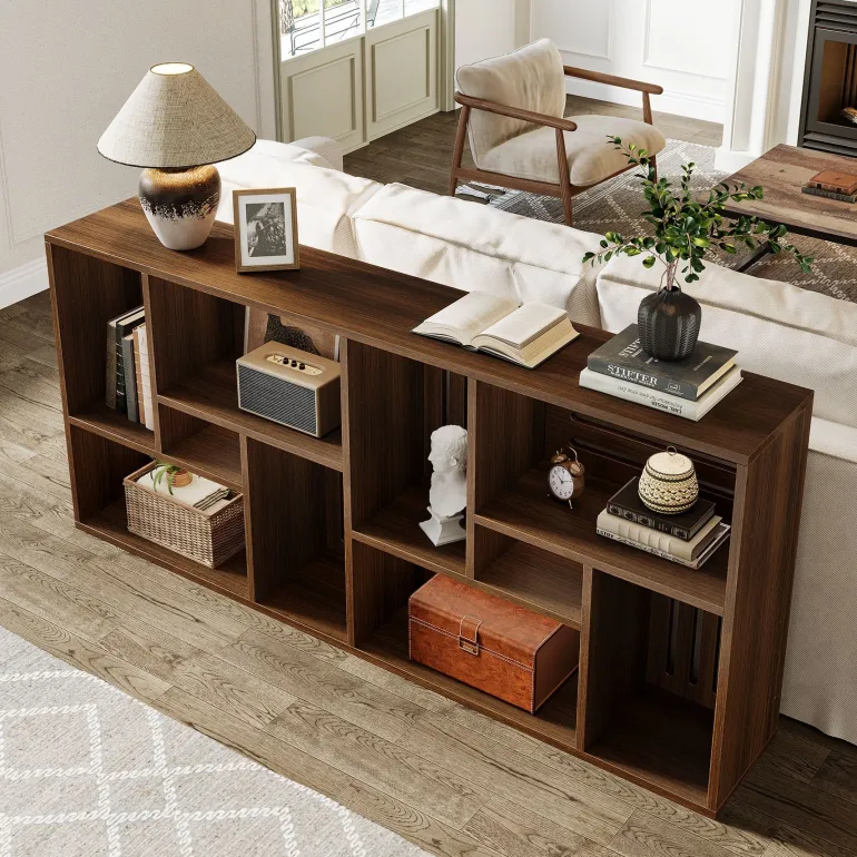 Outlet Tribesigns 70.9" Console Table, 3 - Tier Entryway Table Sofa Table with Storage Shelves