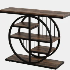 Best Sale Tribesigns 39" Console Table, 5 - Tier Entryway Table Sofa Table with Circle Base