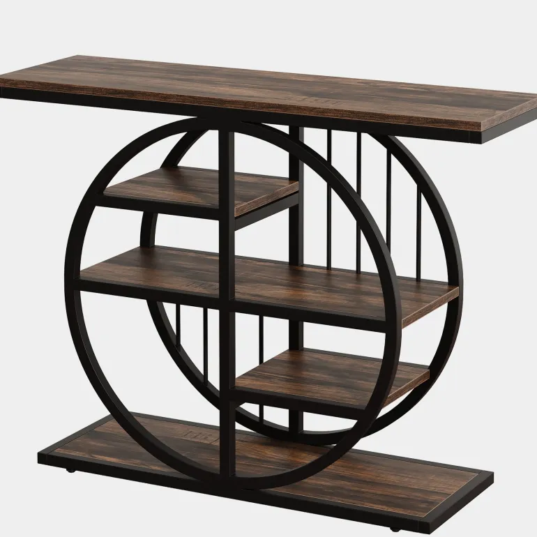 Best Sale Tribesigns 39" Console Table, 5 - Tier Entryway Table Sofa Table with Circle Base