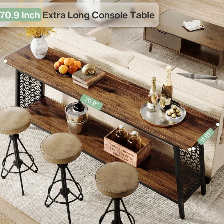 Discount Tribesigns 70.9" Console Table, 2 - Tier Extra Long Sofa Table with Storage Shelf