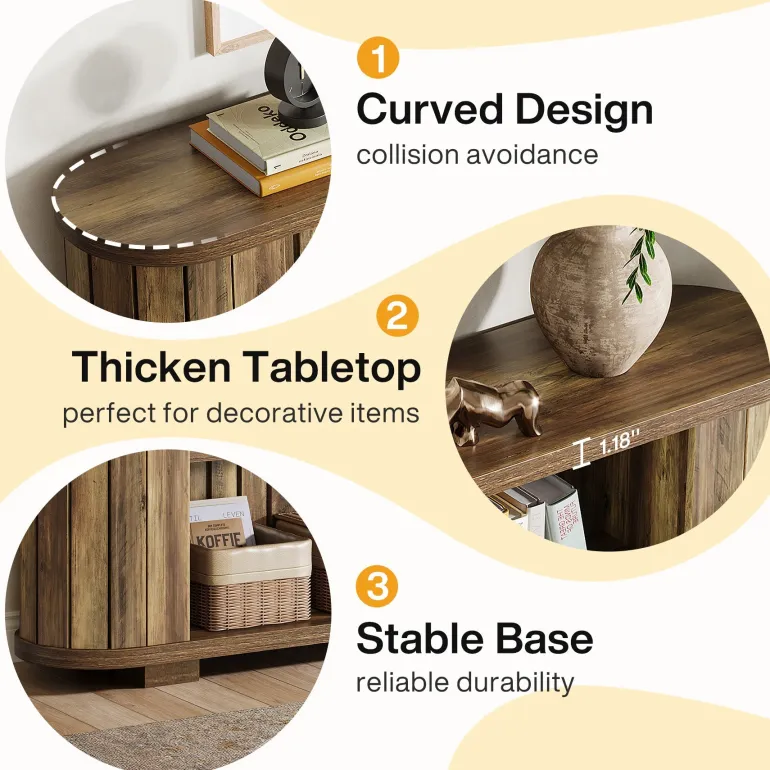 Hot Tribesigns 63" Console Table, 3 - Tier Farmhouse Entryway Table Sofa Table with Storage Shelves