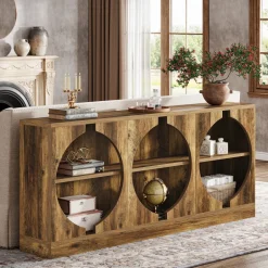 Store Tribesigns 68" Console Table, 3 - Tier Farmhouse Entryway Table with Storage