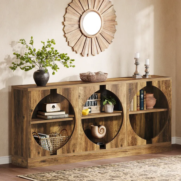 Store Tribesigns 68" Console Table, 3 - Tier Farmhouse Entryway Table with Storage