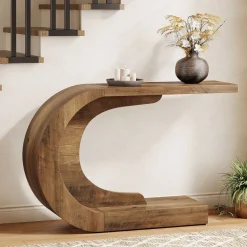 Cheap Tribesigns 43" Console Table, C - Shaped Modern Accent Table Hallway Table