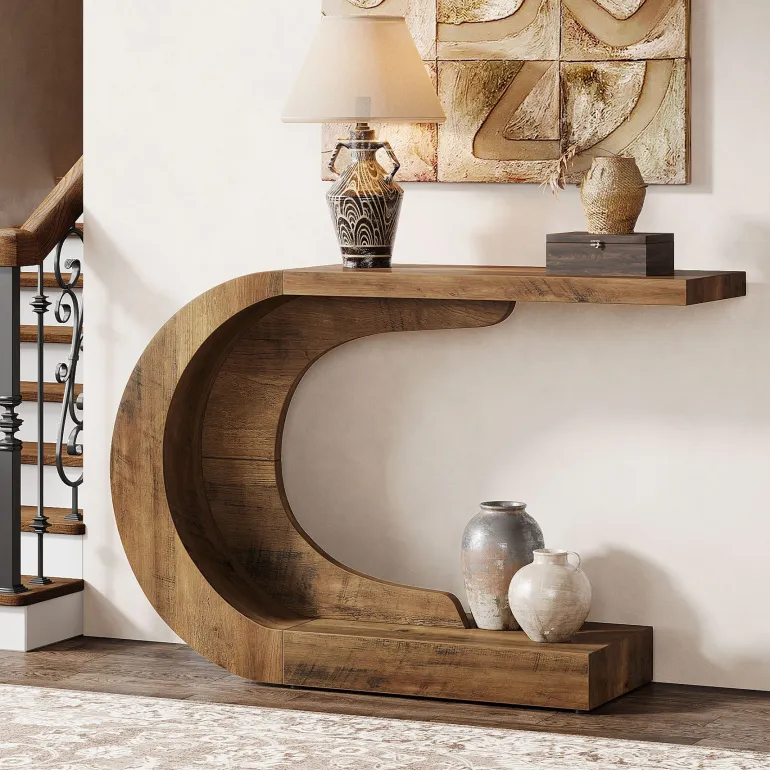 Cheap Tribesigns 43" Console Table, C - Shaped Modern Accent Table Hallway Table