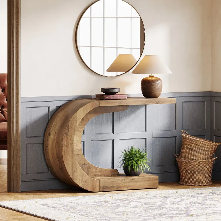 Cheap Tribesigns 43" Console Table, C - Shaped Modern Accent Table Hallway Table