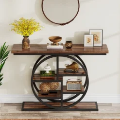 Clearance Tribesigns 41.3" Console Table, Entryway Table Sofa Table with Etagere Shelves