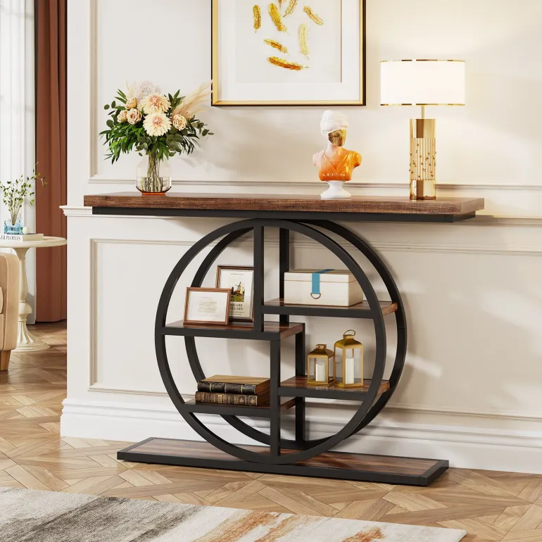 Clearance Tribesigns 41.3" Console Table, Entryway Table Sofa Table with Etagere Shelves