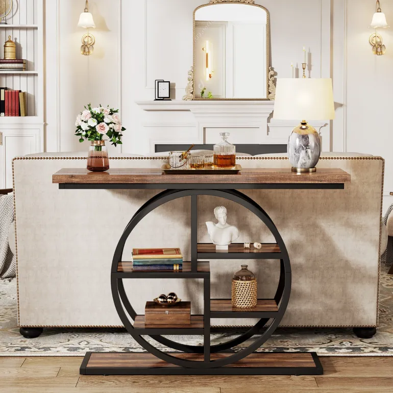 Clearance Tribesigns 41.3" Console Table, Entryway Table Sofa Table with Etagere Shelves