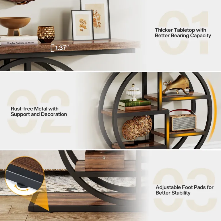 Clearance Tribesigns 41.3" Console Table, Entryway Table Sofa Table with Etagere Shelves