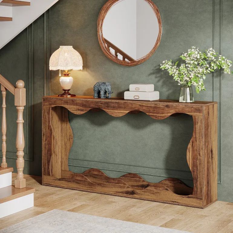 Clearance Tribesigns 63" Console Table, Farmhouse Entryway Table Couch Table Behind Sofa