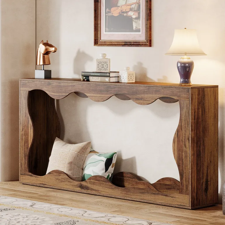 Clearance Tribesigns 63" Console Table, Farmhouse Entryway Table Couch Table Behind Sofa