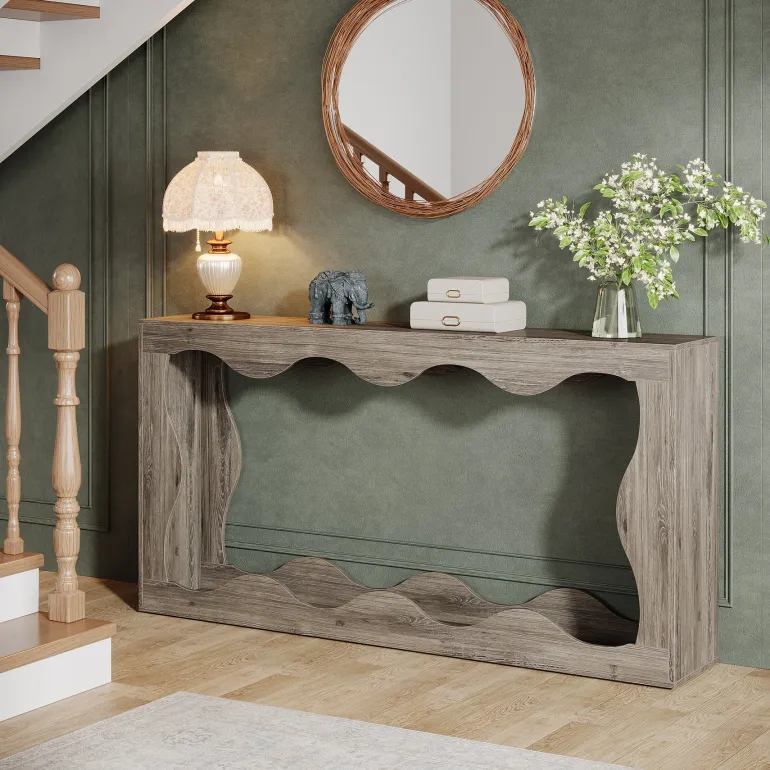 Clearance Tribesigns 63" Console Table, Farmhouse Entryway Table Couch Table Behind Sofa