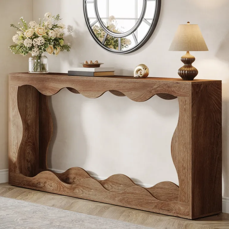 Clearance Tribesigns 63" Console Table, Farmhouse Entryway Table Couch Table Behind Sofa