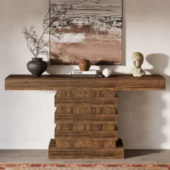 Cheap Tribesigns 63” Console Table, Farmhouse Sofa Table Narrow Entryway Table