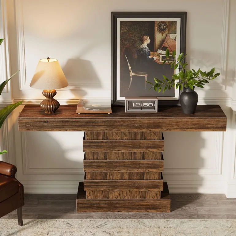 Cheap Tribesigns 63” Console Table, Farmhouse Sofa Table Narrow Entryway Table