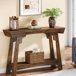 Shop Tribesigns 41" Console Table, Farmhouse 2 - Tier Sofa Table Entryway Table with Storage Shelf