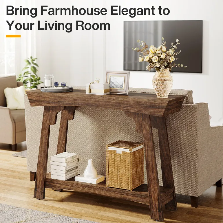 Shop Tribesigns 41" Console Table, Farmhouse 2 - Tier Sofa Table Entryway Table with Storage Shelf