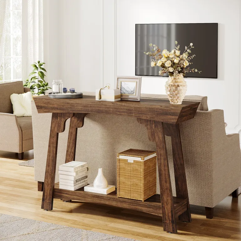 Shop Tribesigns 41" Console Table, Farmhouse 2 - Tier Sofa Table Entryway Table with Storage Shelf