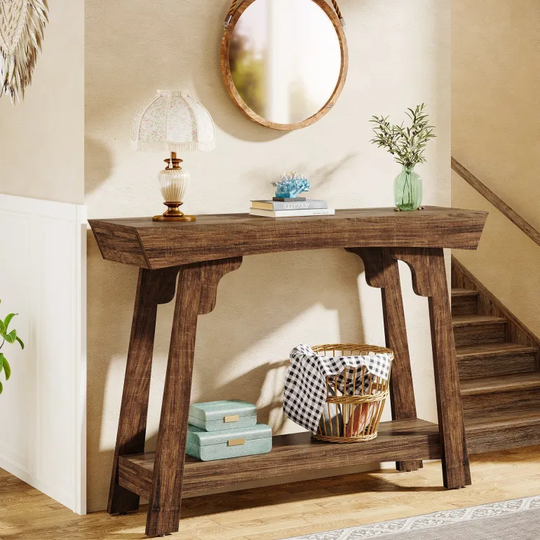 Shop Tribesigns 41" Console Table, Farmhouse 2 - Tier Sofa Table Entryway Table with Storage Shelf